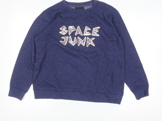 Cotton On Womens Blue Space Junk Pullover Sweatshirt Size M