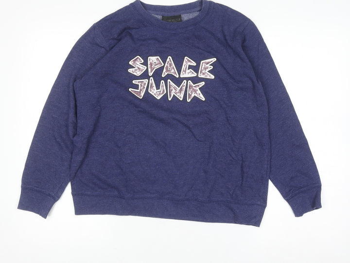 Cotton On Womens Blue Space Junk Pullover Sweatshirt Size M