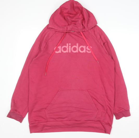 Adidas Women’s Pink Pullover Hoodie Size L 16-18 Cotton Blend