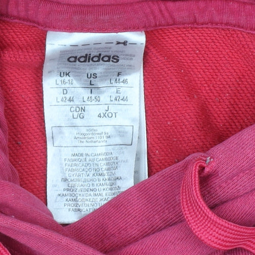 Adidas Women’s Pink Pullover Hoodie Size L 16-18 Cotton Blend