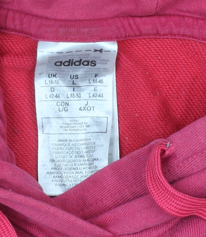 Adidas Women’s Pink Pullover Hoodie Size L 16-18 Cotton Blend
