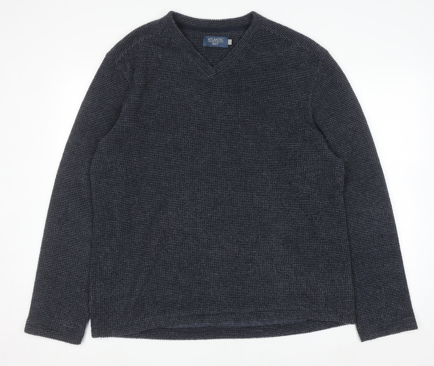 Atlantic Bay Men's Blue V-Neck Knit Pullover Sweatshirt Size L