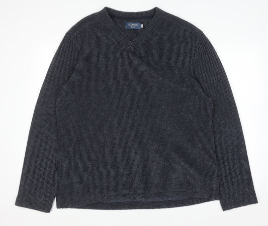 Atlantic Bay Men's Blue V-Neck Knit Pullover Sweatshirt Size L