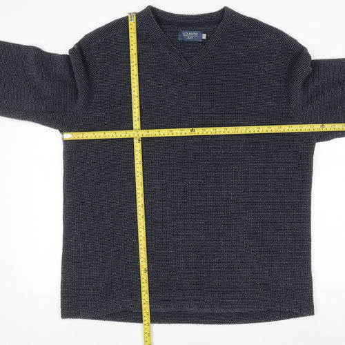 Atlantic Bay Men's Blue V-Neck Knit Pullover Sweatshirt Size L