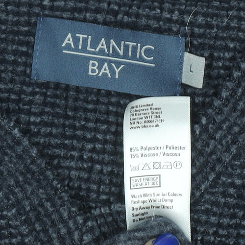 Atlantic Bay Men's Blue V-Neck Knit Pullover Sweatshirt Size L
