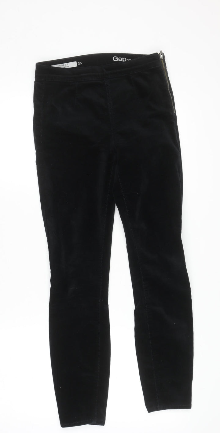 Gap Women Black Velvet Side Zip Skinny Leggings 25R