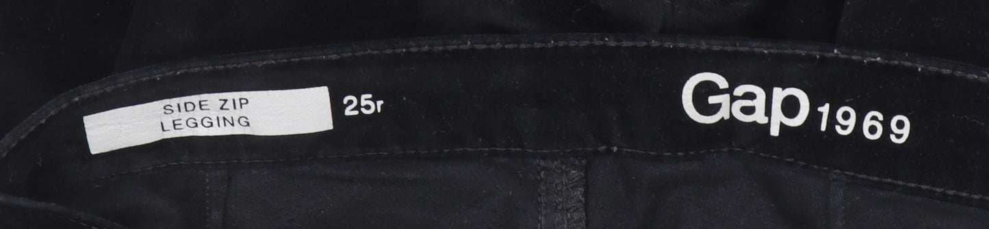 Gap Women Black Velvet Side Zip Skinny Leggings 25R