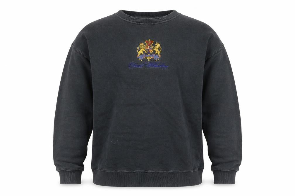 Front view of American Terrain Men's Black Embroidered Sweatshirt Medium Retro Pullover