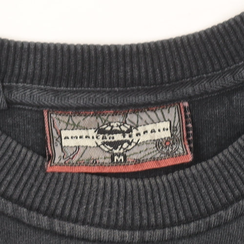 American Terrain Men's Black Embroidered Sweatshirt Medium Retro Pullover