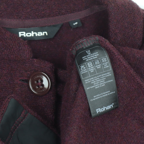 Rohan Women's Burgundy Wool Blend Cardigan Size 10 Classic Fit
