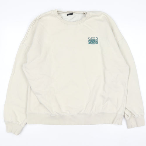 Max Mens Beige Oversized Fit Graphic Sweatshirt L
