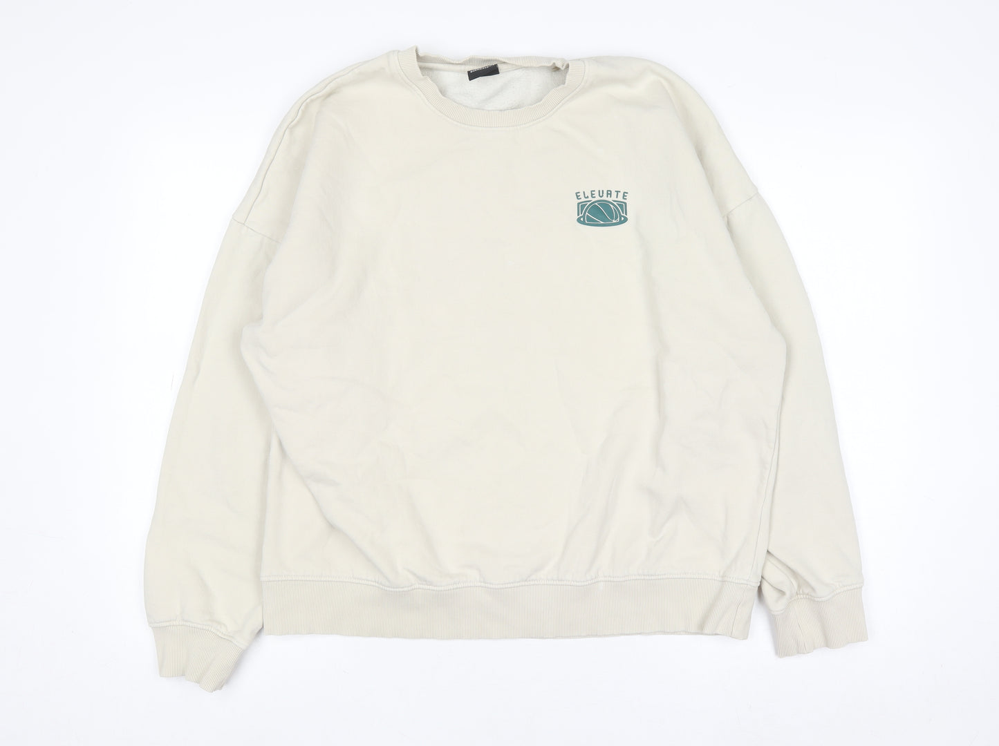 Max Mens Beige Oversized Fit Graphic Sweatshirt L