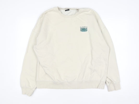 Max Mens Beige Oversized Fit Graphic Sweatshirt L