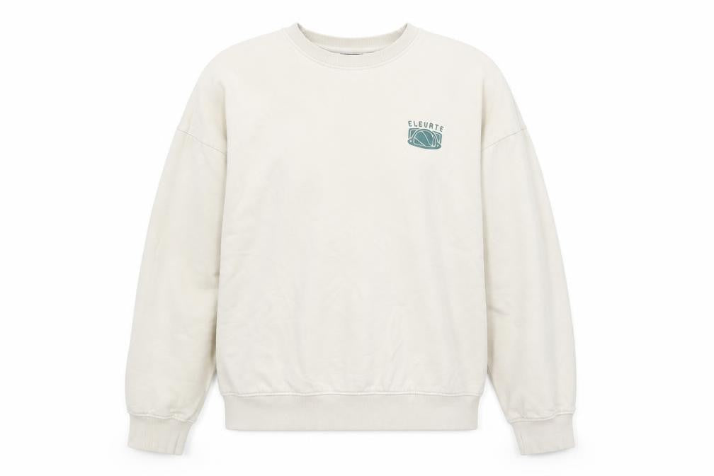 Front view of Max men’s beige oversized fit graphic sweatshirt l