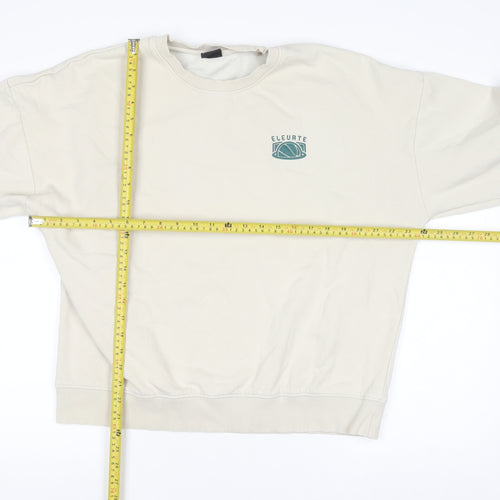 Max Mens Beige Oversized Fit Graphic Sweatshirt L