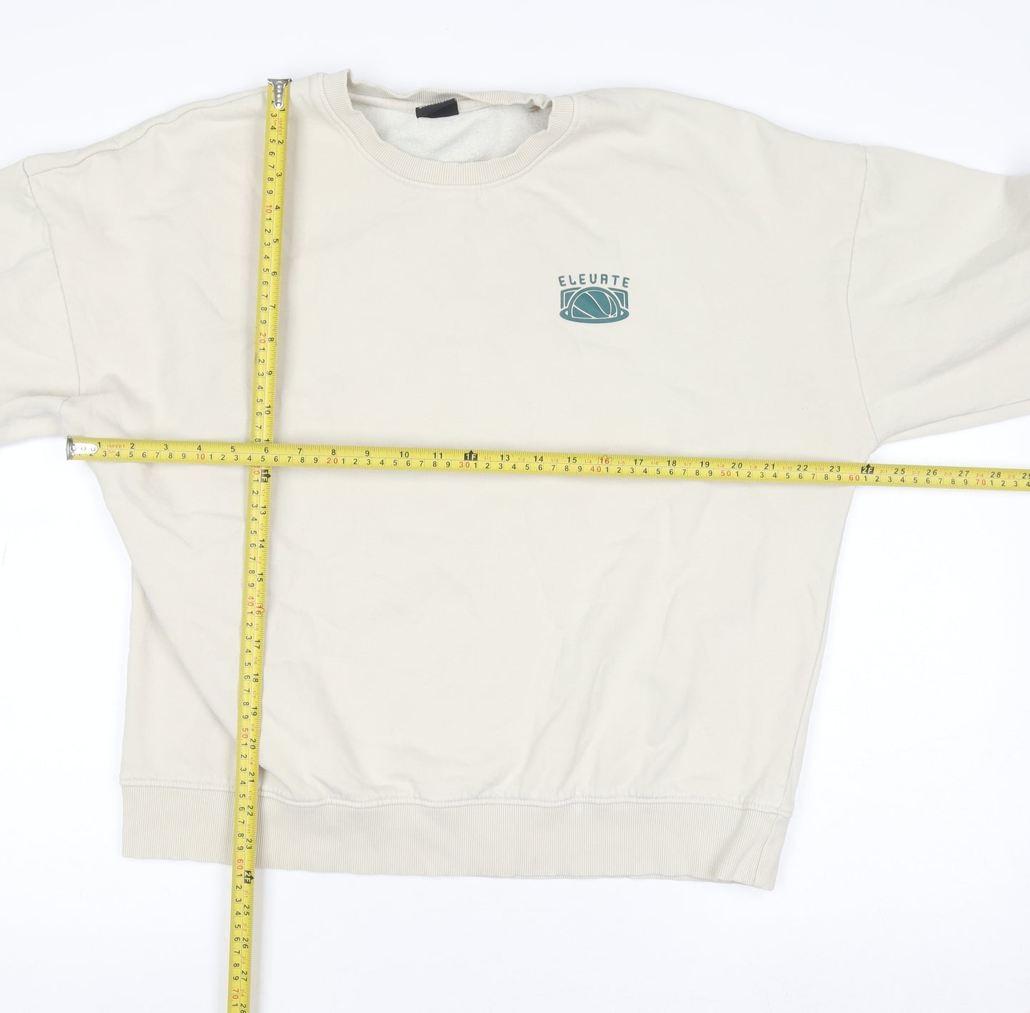 Max Mens Beige Oversized Fit Graphic Sweatshirt L