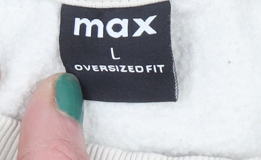 Max Mens Beige Oversized Fit Graphic Sweatshirt L