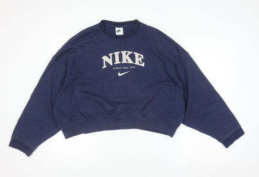Nike Women's Navy Blue XL Pullover Sweatshirt Crew Neck Logo 1972