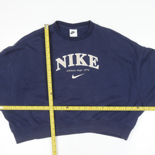 Nike Women's Navy Blue XL Pullover Sweatshirt Crew Neck Logo 1972