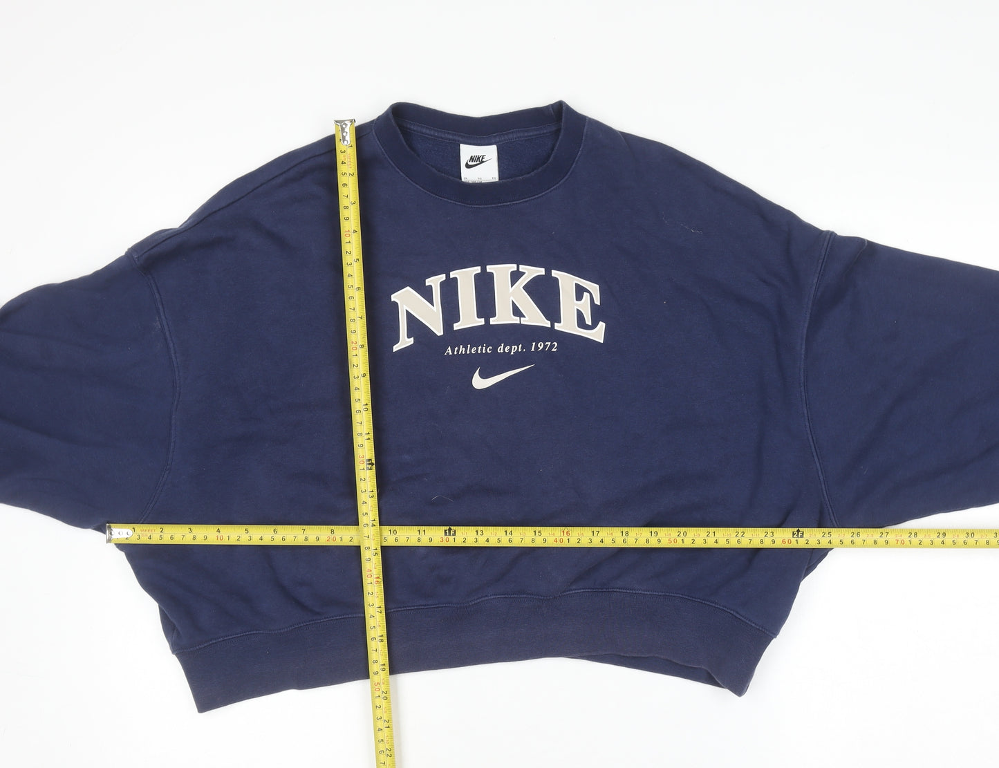 Nike Women's Navy Blue XL Pullover Sweatshirt Crew Neck Logo 1972