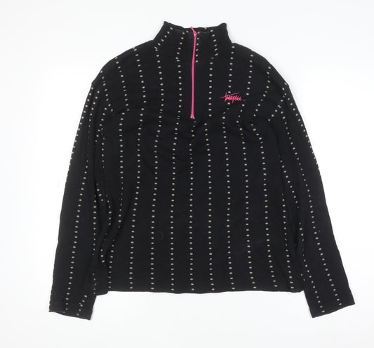 Trespass Women Black Polka Dot 1/4 Zip Pullover Sweatshirt Size S
