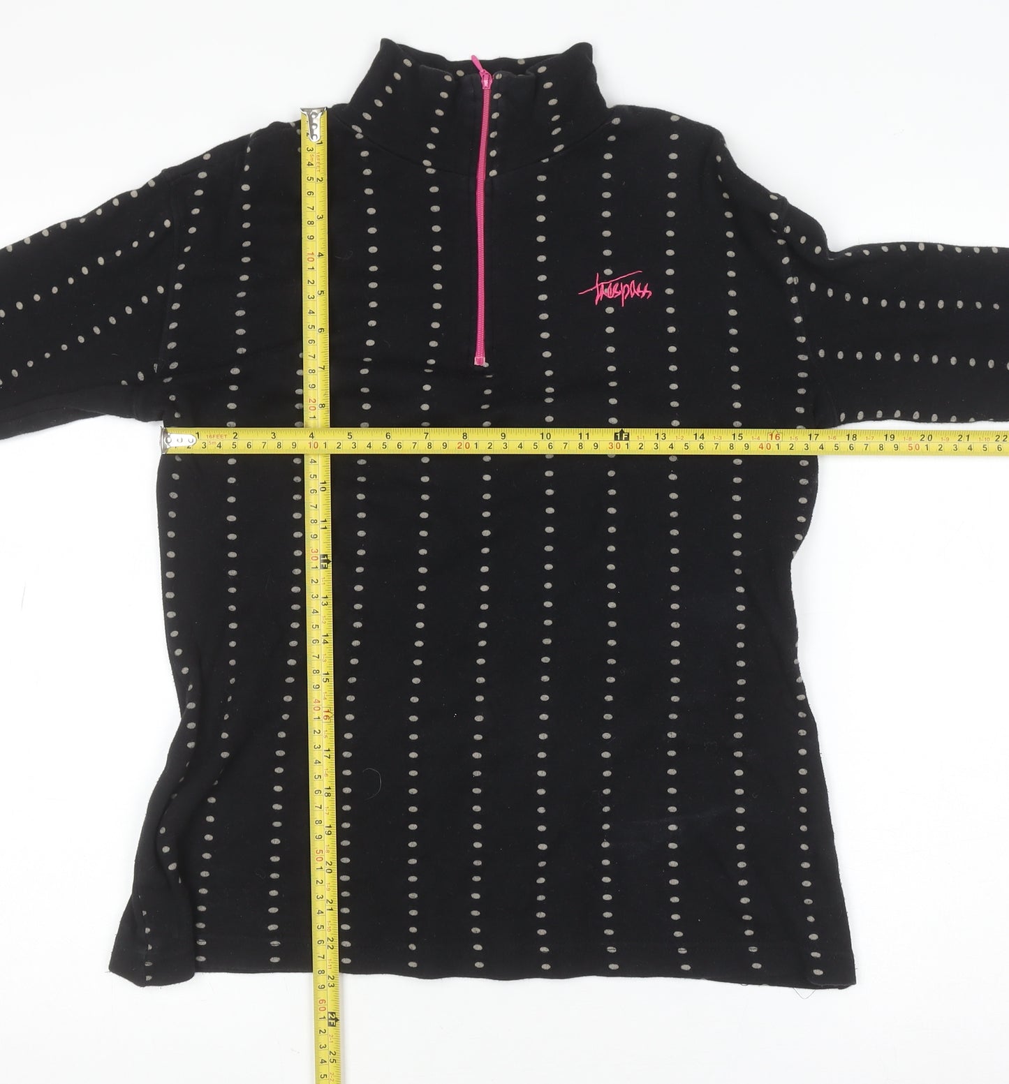 Trespass Women Black Polka Dot 1/4 Zip Pullover Sweatshirt Size S