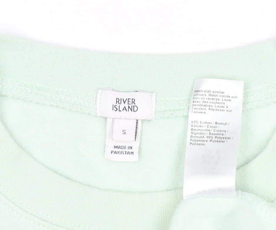 River Island Womens Mint Green Pullover Sweatshirt Size S Relaxed Fit