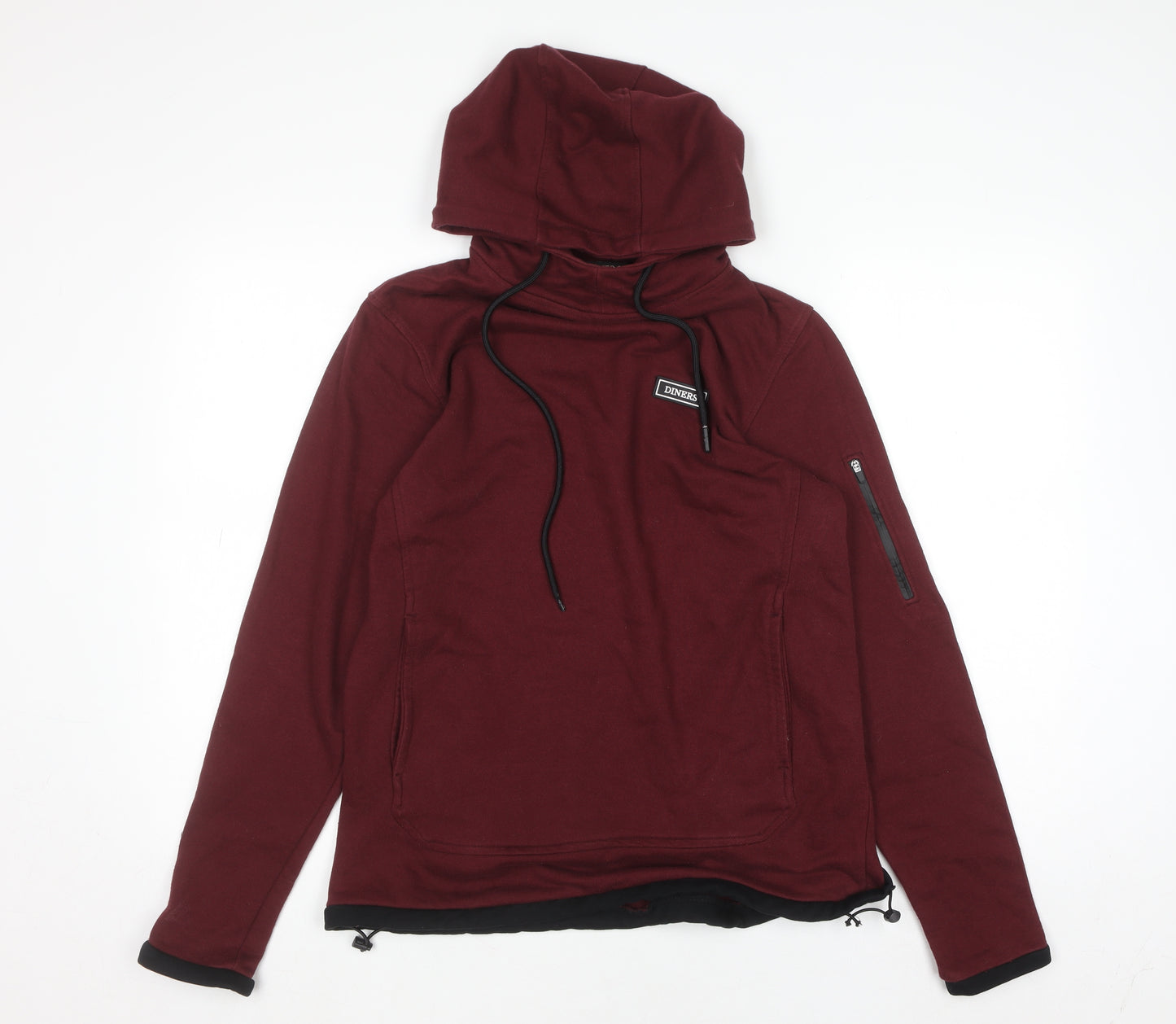 Diners Men’s Red Pullover Hoodie M Regular Fit High Neck Warm