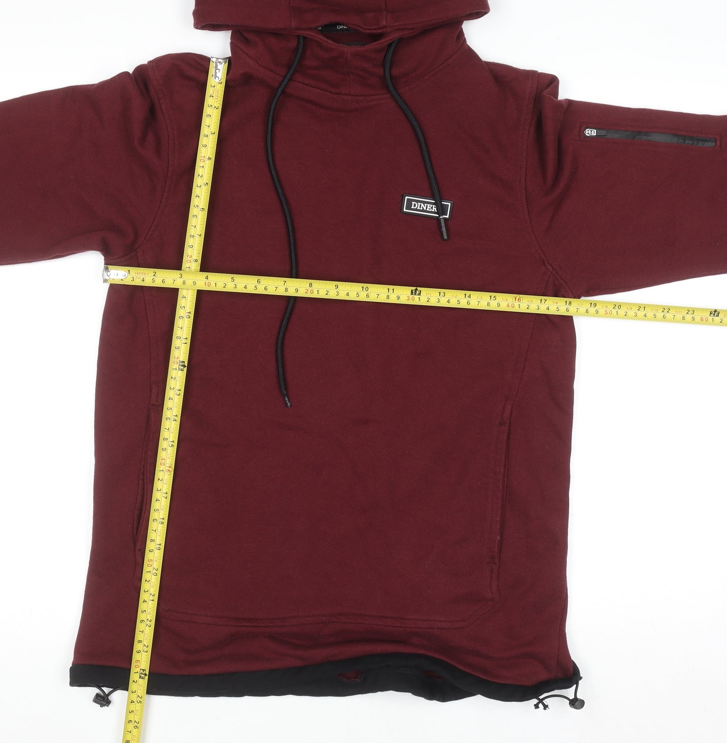 Diners Men’s Red Pullover Hoodie M Regular Fit High Neck Warm