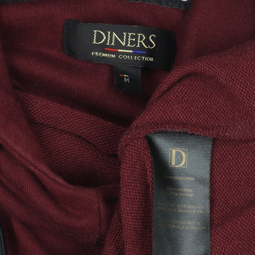 Diners Men’s Red Pullover Hoodie M Regular Fit High Neck Warm