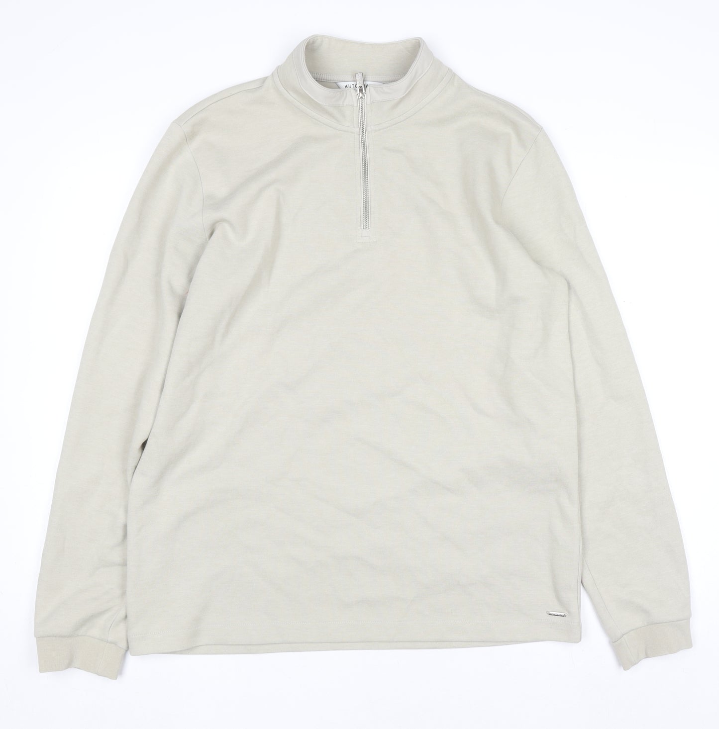 Marks and Spencer Autograph Men's Beige L 1/4 Zip Sweatshirt