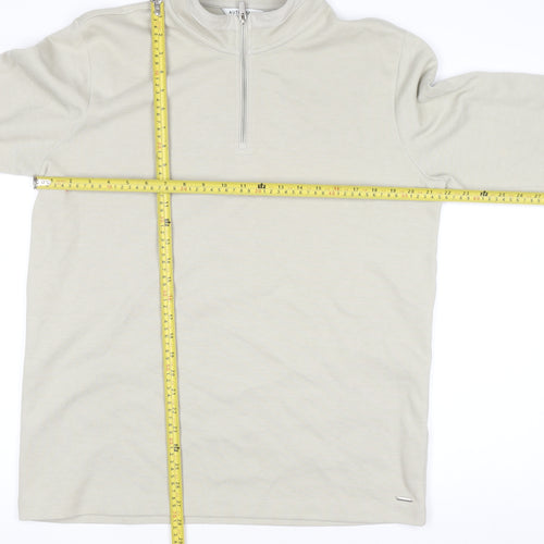Marks and Spencer Autograph Men's Beige L 1/4 Zip Sweatshirt