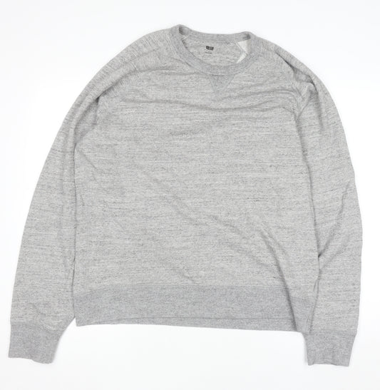 Uniqlo Men's Grey Cotton Pullover Sweatshirt Size L Crew Neck