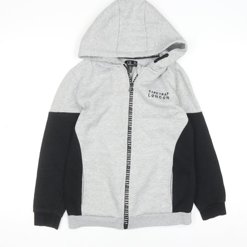 Firetrap Boys Grey Black Full Zip Hoodie 13 Years Cotton Blend