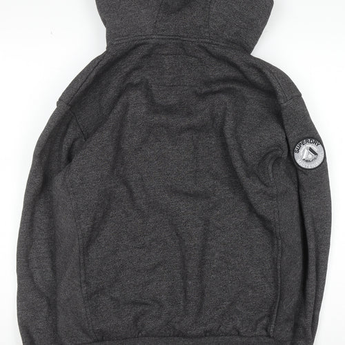 Superdry Mens Grey Pullover Hoodie L Fleece Lined Sportswear