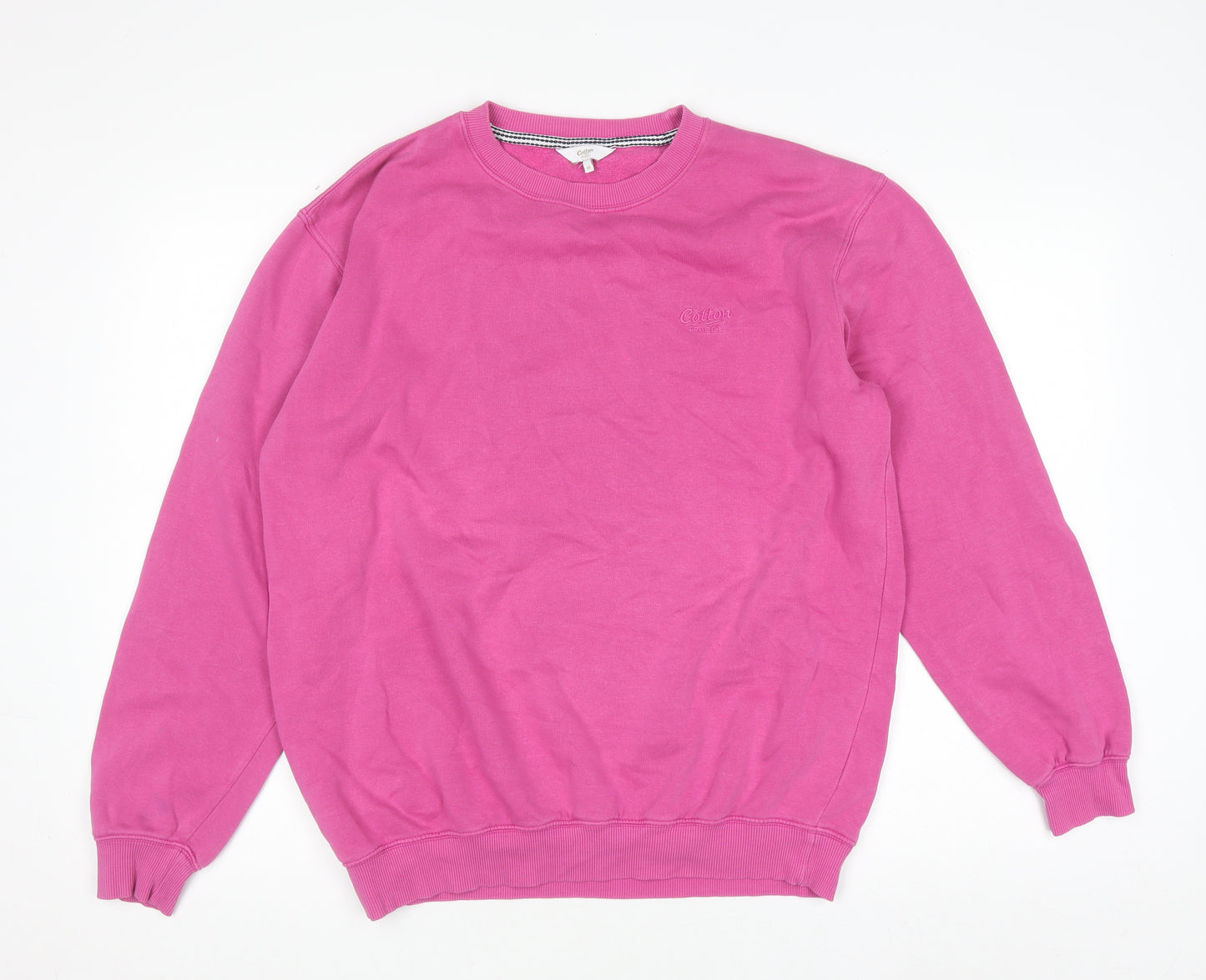 Cotton Traders Women Bright Pink Sweatshirt M Crew Neck Pullover