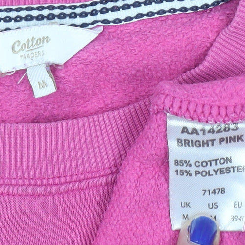 Cotton Traders Women Bright Pink Sweatshirt M Crew Neck Pullover