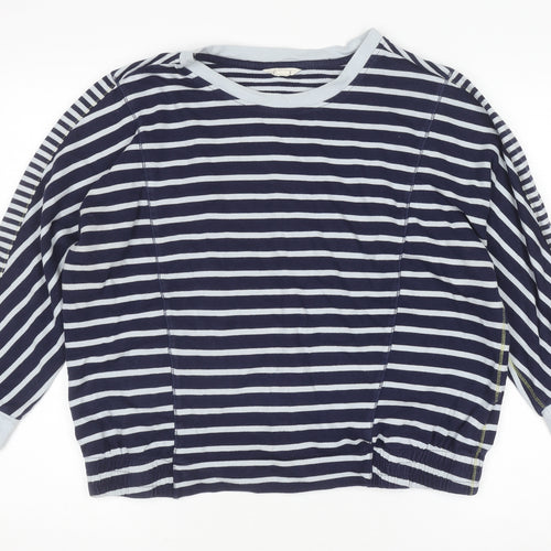 White Stuff Women Navy Striped Cotton Pullover Sweatshirt UK 12