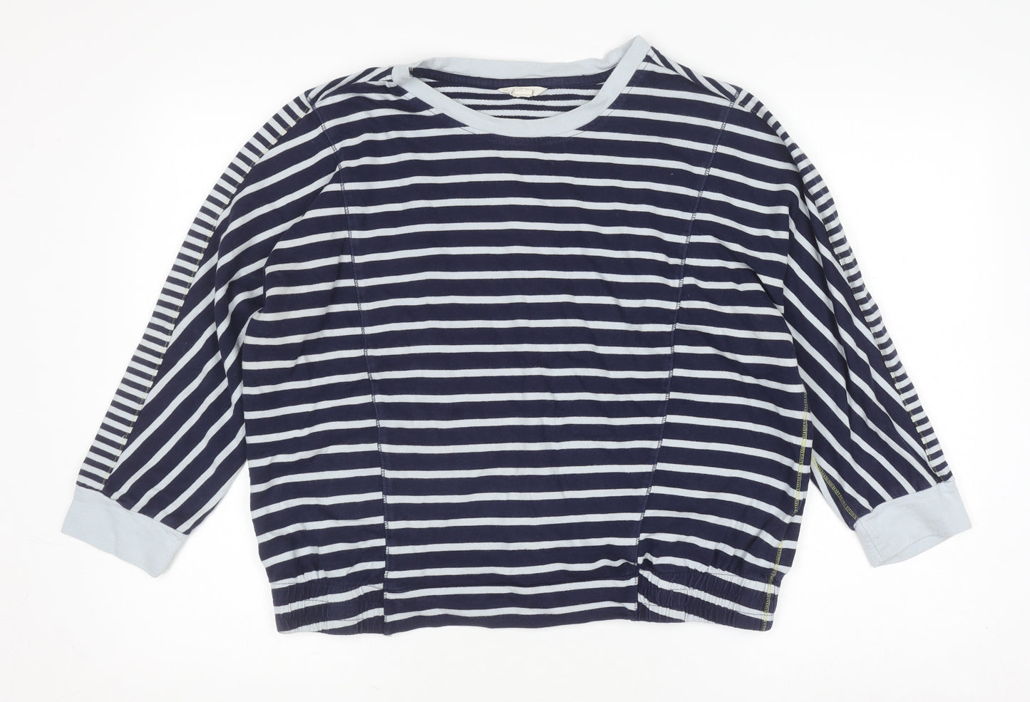 White Stuff Women Navy Striped Cotton Pullover Sweatshirt UK 12
