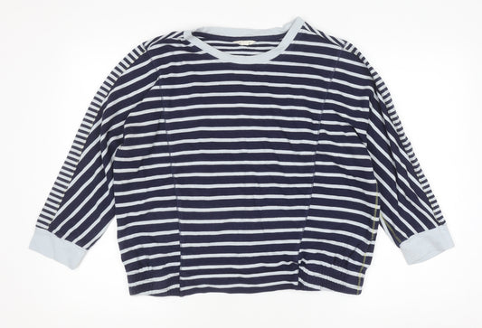 White Stuff Women Navy Striped Cotton Pullover Sweatshirt UK 12