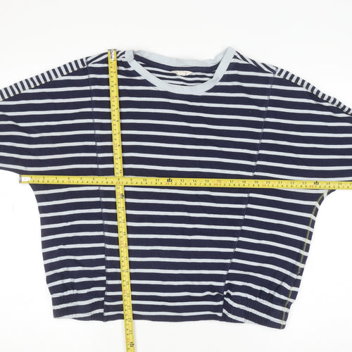 White Stuff Women Navy Striped Cotton Pullover Sweatshirt UK 12