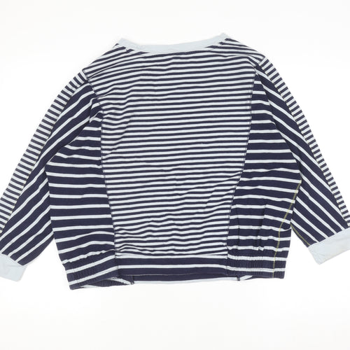 White Stuff Women Navy Striped Cotton Pullover Sweatshirt UK 12