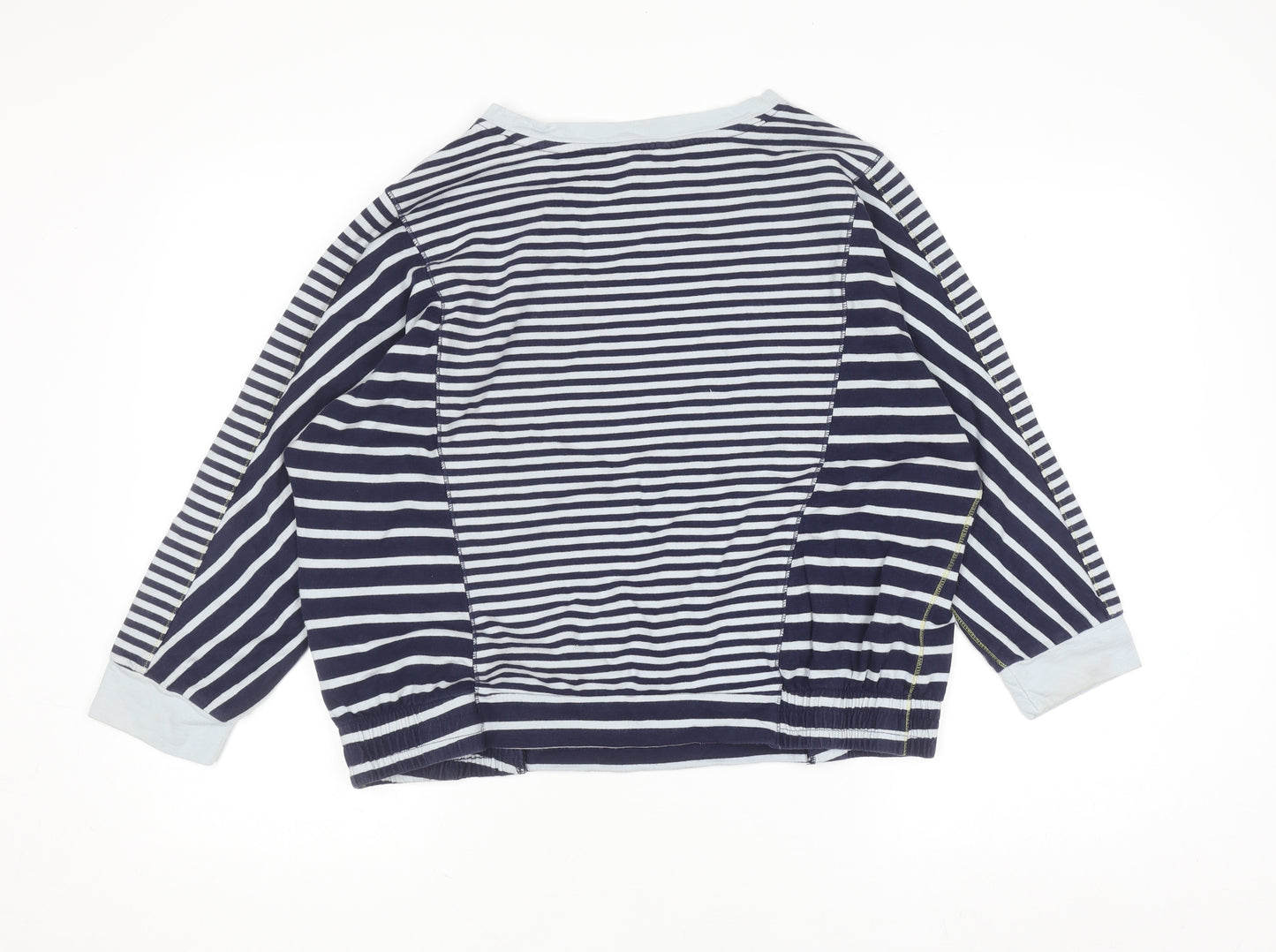 White Stuff Women Navy Striped Cotton Pullover Sweatshirt UK 12