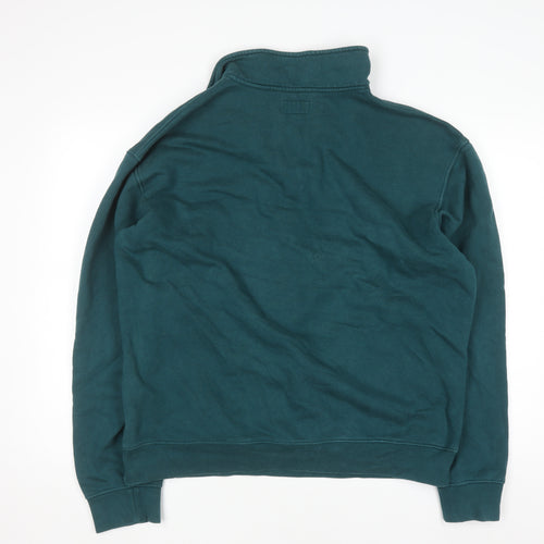 Obey Men's Green & Yellow 1/4 Zip Sweatshirt L Cotton Blend Pullover