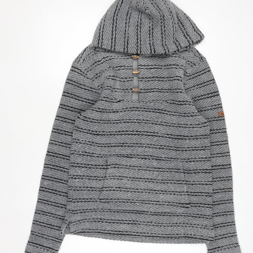 Weird Fish Men’s Grey Hooded Henley Knit Jumper L