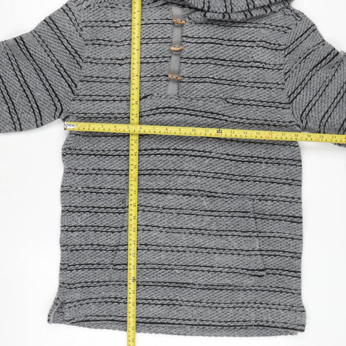 Weird Fish Men’s Grey Hooded Henley Knit Jumper L
