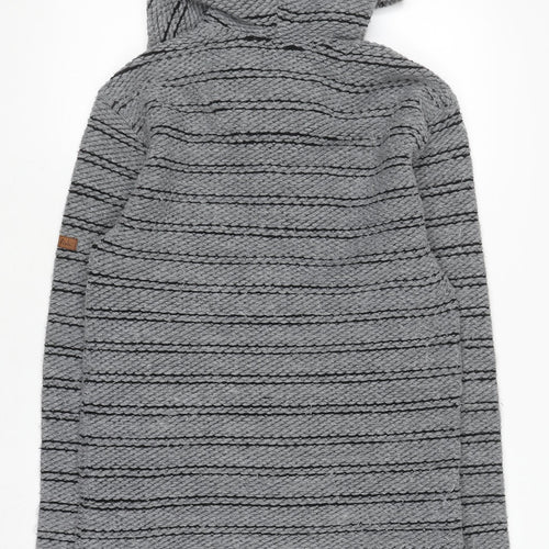 Weird Fish Men’s Grey Hooded Henley Knit Jumper L