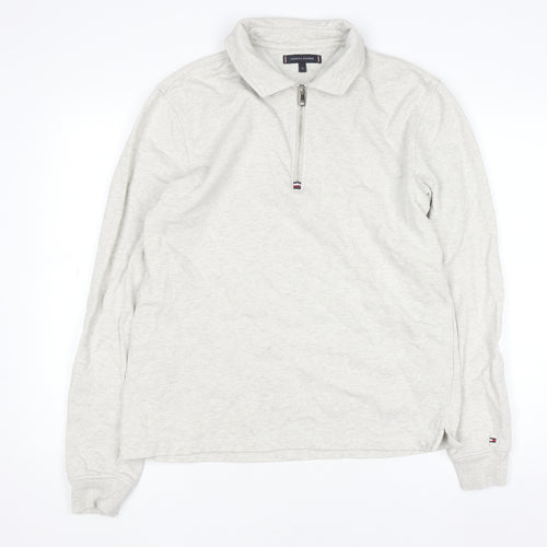 Tommy Hilfiger Men's Beige 1/2 Zip Collared Sweatshirt Size M