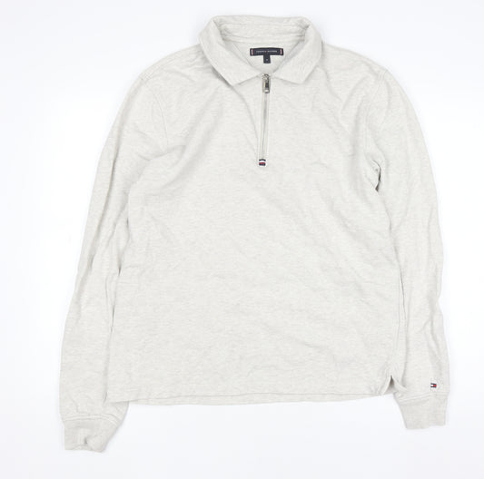 Tommy Hilfiger Men's Beige 1/2 Zip Collared Sweatshirt Size M