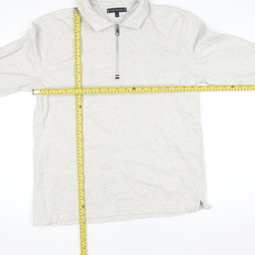 Tommy Hilfiger Men's Beige 1/2 Zip Collared Sweatshirt Size M